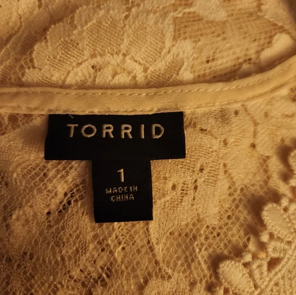 Torrid Cream Long Sleeve Lace Blouse Size 1 (1X) - Picture 3 of 9